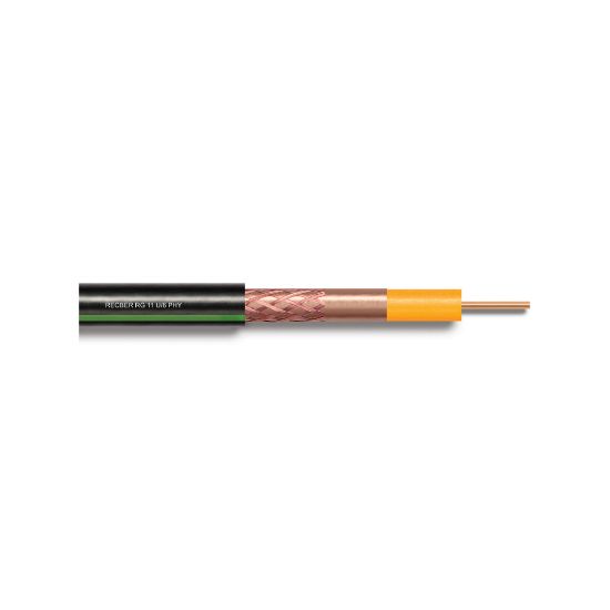 Reçber Koaksiyel Kablo (RG 6 U/6 PHY-PVC Cu/Cu Siyah-Yeşil) (Bakır)